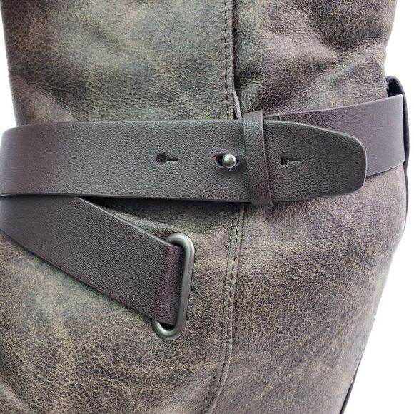 Aldo Womens Size 9 Gray Leather Fashion Hidden Wedge Zip Up Ankle Booties Shoes - Picture 9 of 12